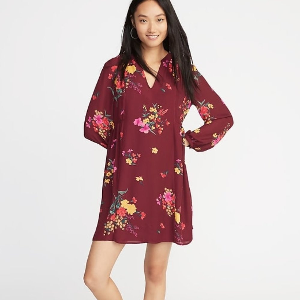 OLD NAVY Floral-Print Georgette Swing Dress for Women SIZE S Petite NWT